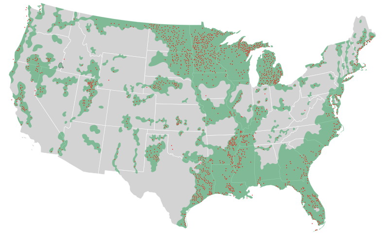 Map of of major remaining wetlands (2011), Theshibboleth