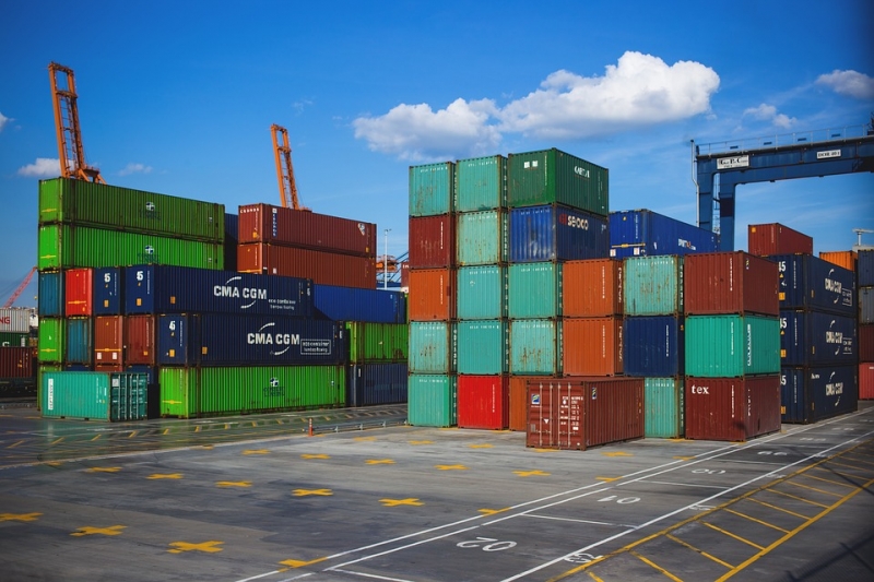 shipping containers on a dock