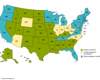 A map of the United States depicting which states are reliant on WOTUS, and which are not.