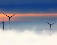 Wind mills at sunset