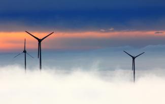 Wind mills at sunset