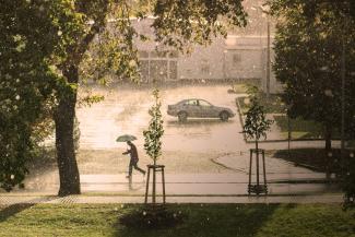 Rainy street in a city